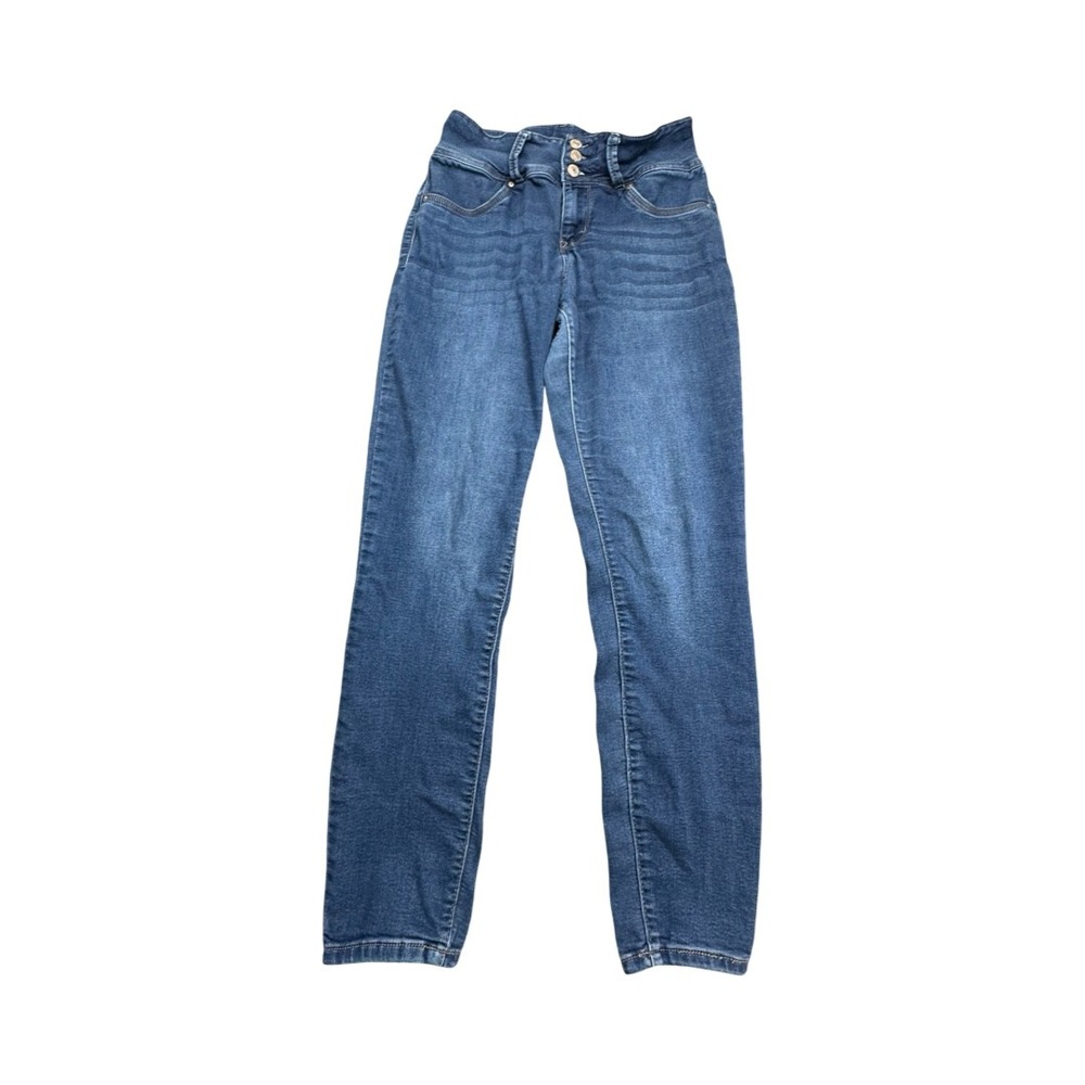 WallFlower Jeans Women 11 Blue Sassy High Rise‎ Skinny Triple Button Stretch